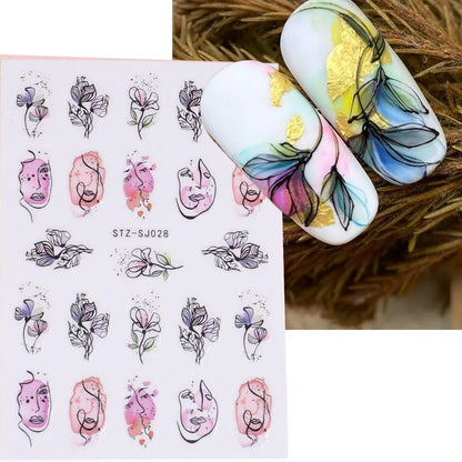 Craft Nails Stickers Botanical Art