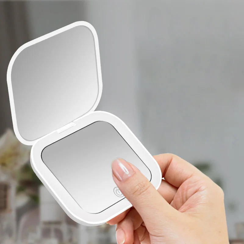 GlamFold LED Pocket Mirror – Your Stylish Beauty Companion