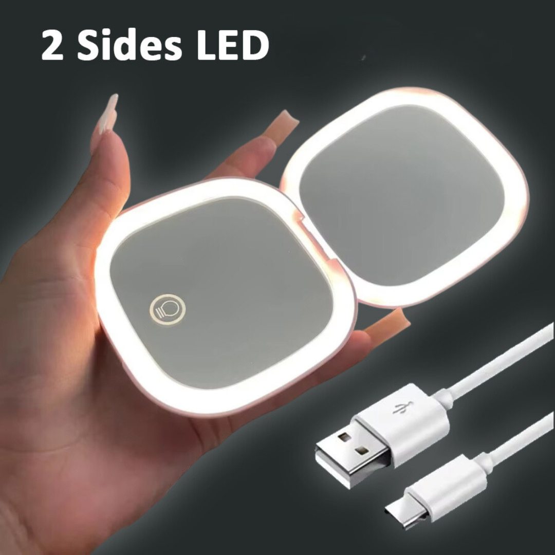 GlamFold LED Pocket Mirror – Your Stylish Beauty Companion