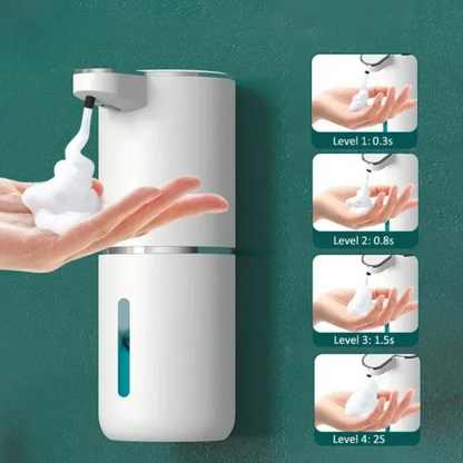 Automatic Soap Dispenser – A smart foam dispenser with a sleek modern design, featuring USB charging for convenience.